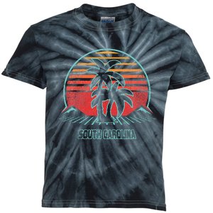 South Carolina Retro Palm Tree Beach 80s Style Kids Tie-Dye T-Shirt