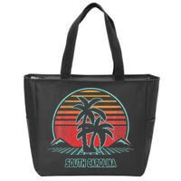 South Carolina Retro Palm Tree Beach 80s Style Zip Tote Bag