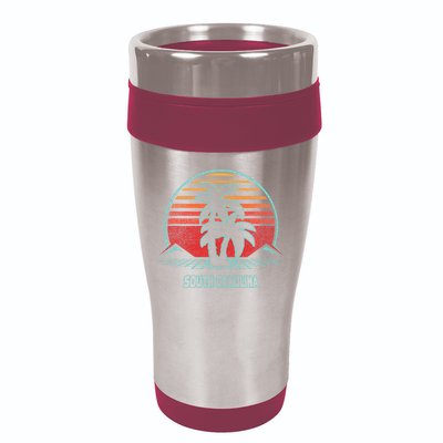 South Carolina Retro Palm Tree Beach 80s Style 16oz Travel Tumbler