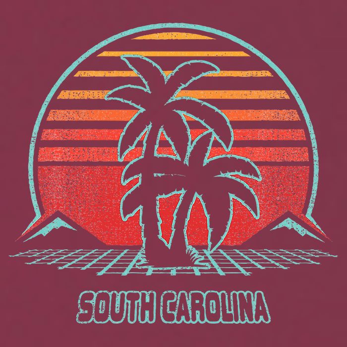 South Carolina Retro Palm Tree Beach 80s Style 16oz Travel Tumbler