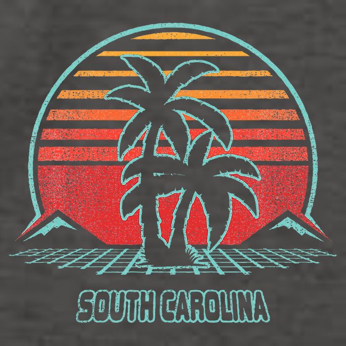 South Carolina Retro Palm Tree Beach 80s Style Vector Backpack