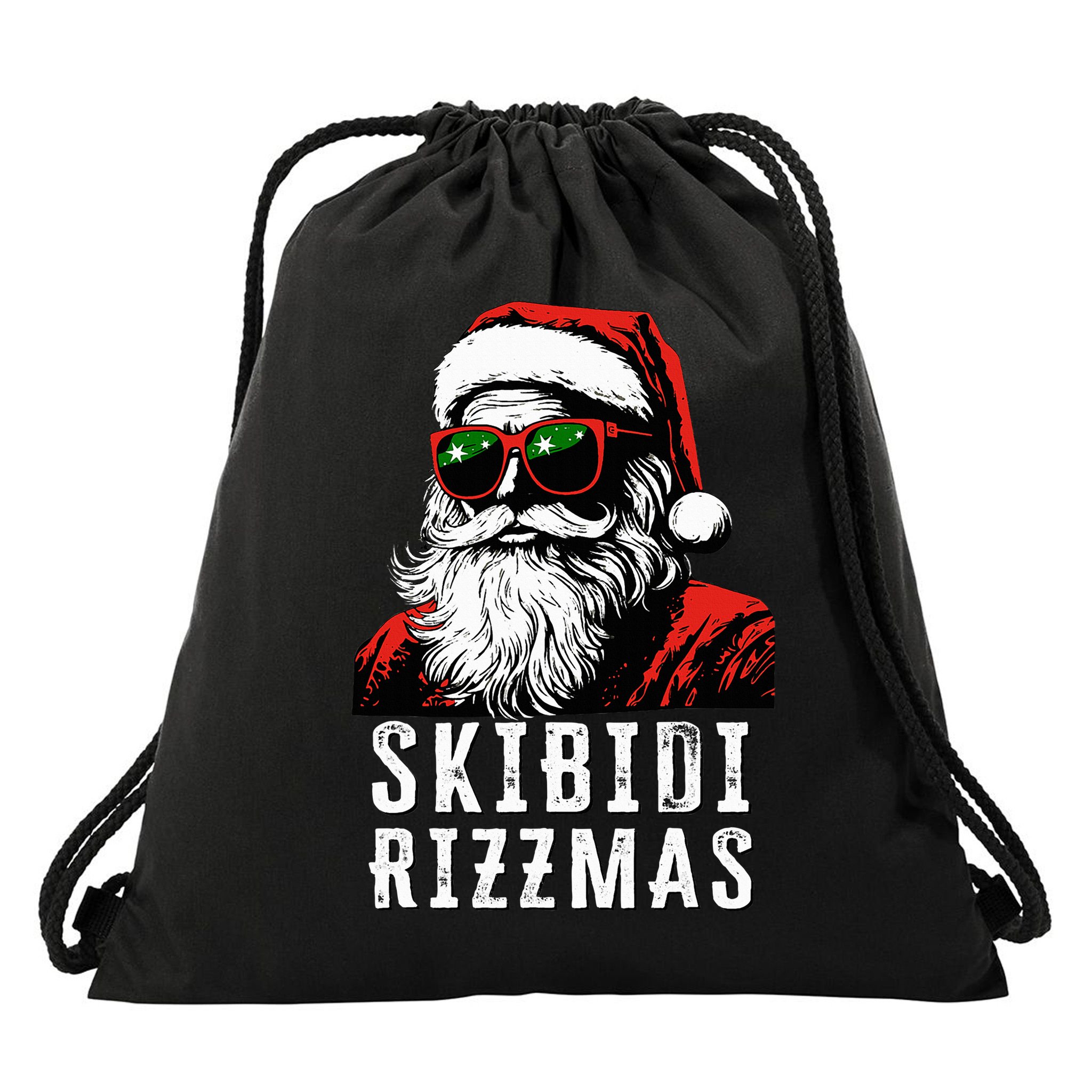 S.K.I.B.I.D.I Christmas Rizz Santa Claus Charisma Cool Drawstring Bag