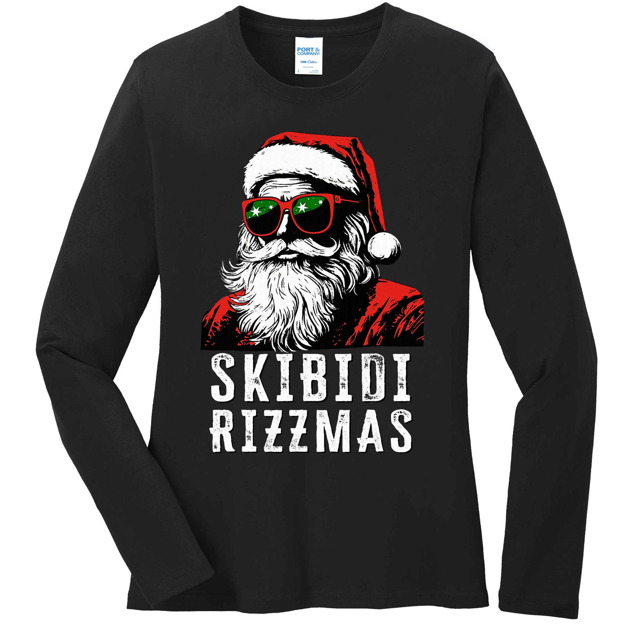 S.K.I.B.I.D.I Christmas Rizz Santa Claus Charisma Cool Ladies Long Sleeve Shirt