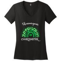 Shenanigans Coordinator Rainbow St Patricks Day Teacher Gift Women's V-Neck T-Shirt