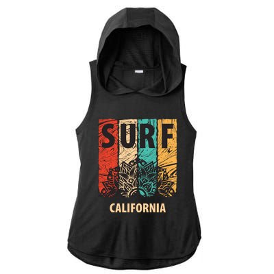 Surf California Retro Colors Ladies PosiCharge Tri-Blend Wicking Draft Hoodie Tank