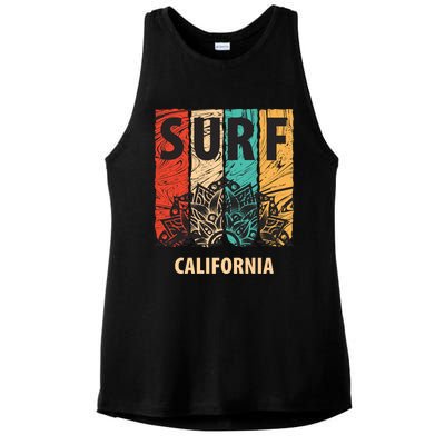 Surf California Retro Colors Ladies PosiCharge Tri-Blend Wicking Tank