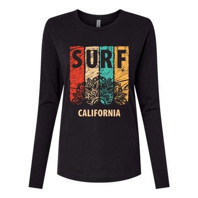 Surf California Retro Colors Womens Cotton Relaxed Long Sleeve T-Shirt