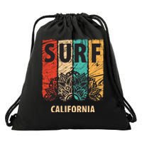 Surf California Retro Colors Drawstring Bag