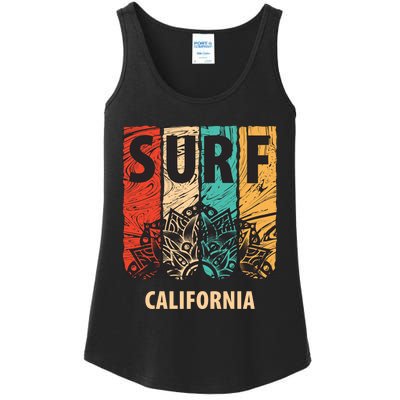 Surf California Retro Colors Ladies Essential Tank