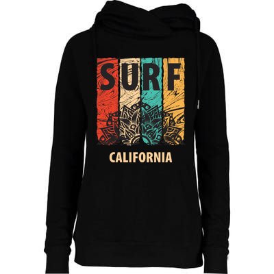 Surf California Retro Colors Womens Funnel Neck Pullover Hood