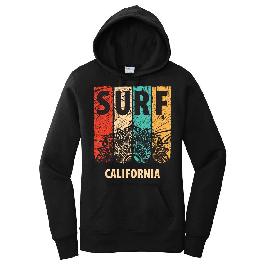 Surf California Retro Colors Women's Pullover Hoodie
