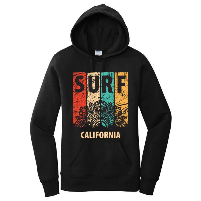 Surf California Retro Colors Women's Pullover Hoodie