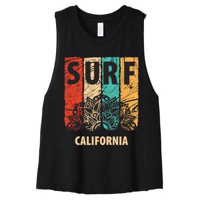 Surf California Retro Colors Women's Racerback Cropped Tank