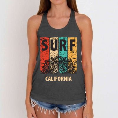 Surf California Retro Colors Women's Knotted Racerback Tank