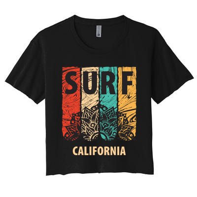 Surf California Retro Colors Women's Crop Top Tee