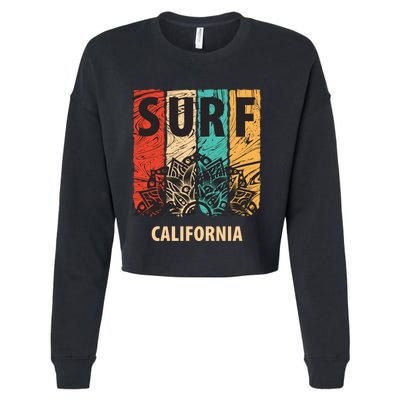 Surf California Retro Colors Cropped Pullover Crew