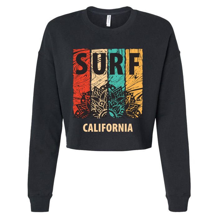 Surf California Retro Colors Cropped Pullover Crew