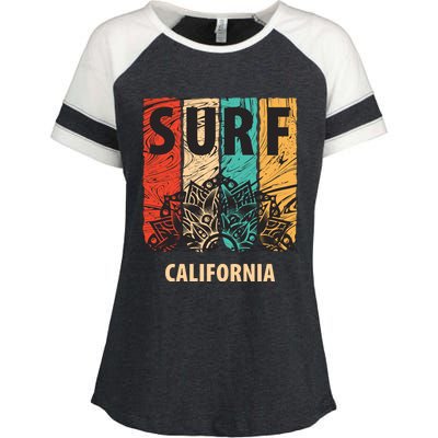 Surf California Retro Colors Enza Ladies Jersey Colorblock Tee