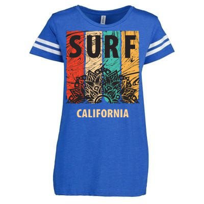 Surf California Retro Colors Enza Ladies Jersey Football T-Shirt