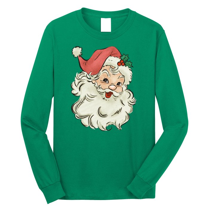 Super Cute Retro Santa Claus Vintage Christmas Gift Long Sleeve Shirt