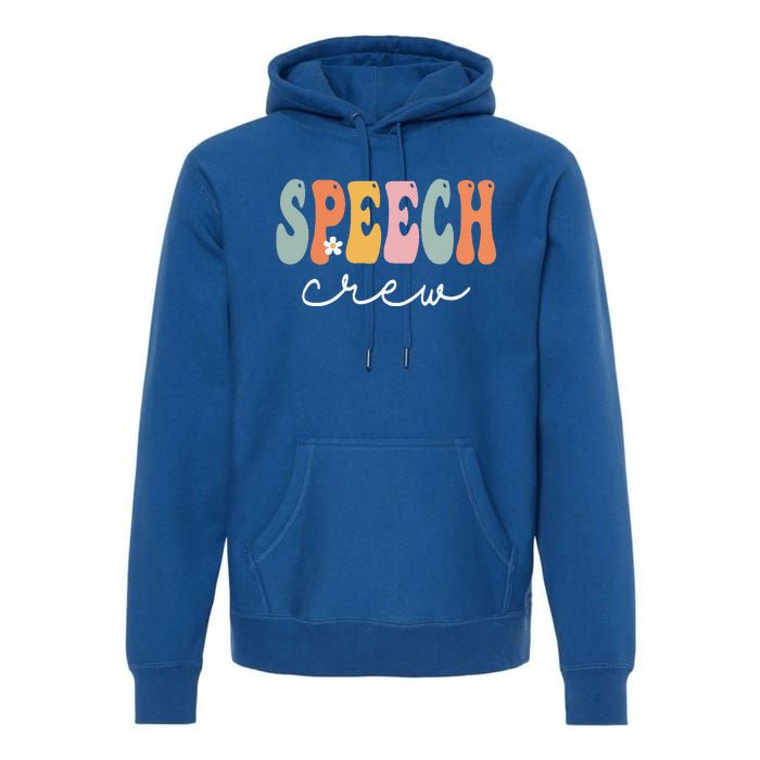 Speech Crew Retro Groovy Vintage Happy First Day Of School Premium Hoodie