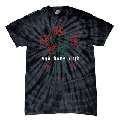 Sad Club Red Roses Aesthetic Soft Grunge Punk Goth Tie-Dye T-Shirt