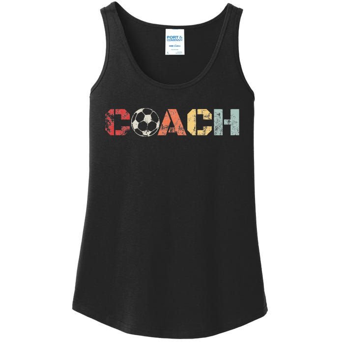 Soccer Coach Retro Vintage Instructional Soccer Ball Staff Ladies Essential Tank