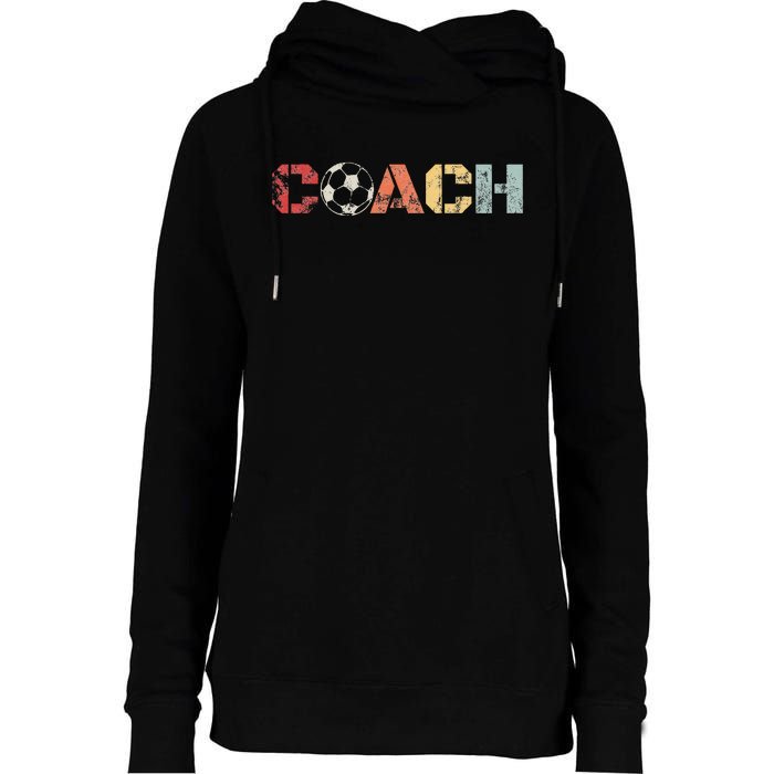 Soccer Coach Retro Vintage Instructional Soccer Ball Staff Womens Funnel Neck Pullover Hood