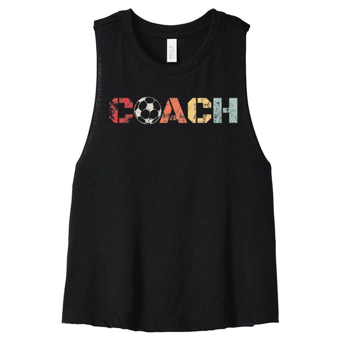 Soccer Coach Retro Vintage Instructional Soccer Ball Staff Women's Racerback Cropped Tank