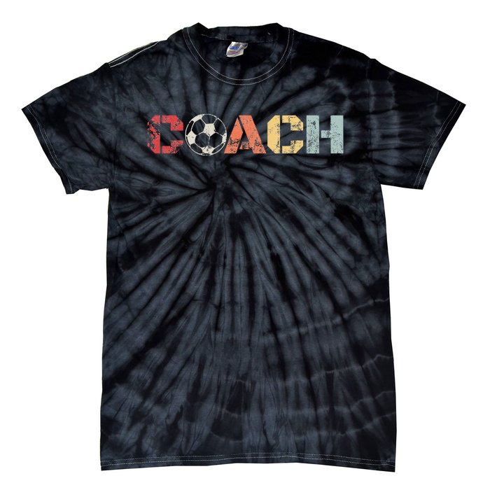 Soccer Coach Retro Vintage Instructional Soccer Ball Staff Tie-Dye T-Shirt