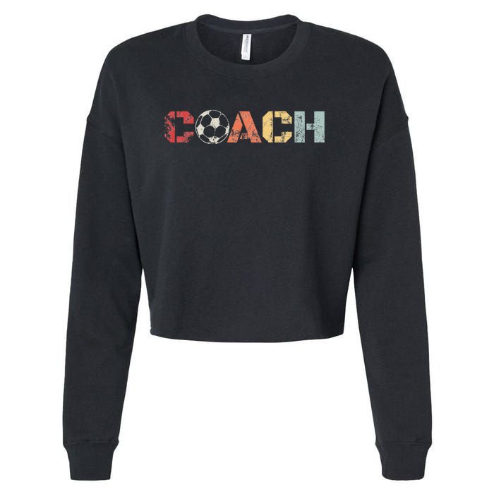 Soccer Coach Retro Vintage Instructional Soccer Ball Staff Cropped Pullover Crew