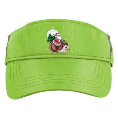 Santa Claus Riding Hedgehog Funny Christmas Tree Lights Cute Gift Adult Drive Performance Visor