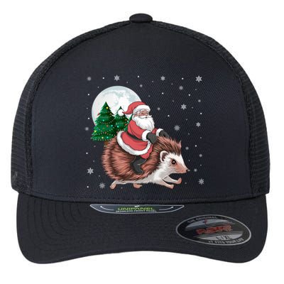 Santa Claus Riding Hedgehog Funny Christmas Tree Lights Cute Gift Flexfit Unipanel Trucker Cap