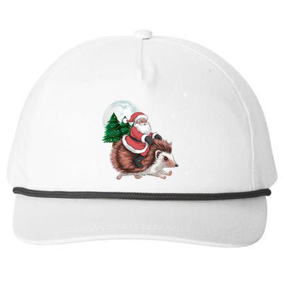 Santa Claus Riding Hedgehog Funny Christmas Tree Lights Cute Gift Snapback Five-Panel Rope Hat