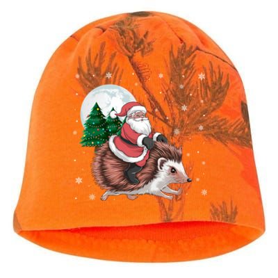 Santa Claus Riding Hedgehog Funny Christmas Tree Lights Cute Gift Kati - Camo Knit Beanie