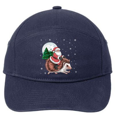 Santa Claus Riding Hedgehog Funny Christmas Tree Lights Cute Gift 7-Panel Snapback Hat