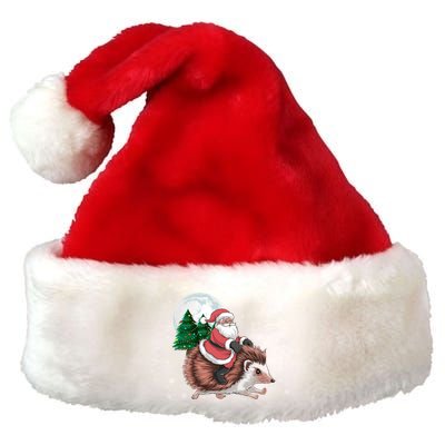 Santa Claus Riding Hedgehog Funny Christmas Tree Lights Cute Gift Premium Christmas Santa Hat