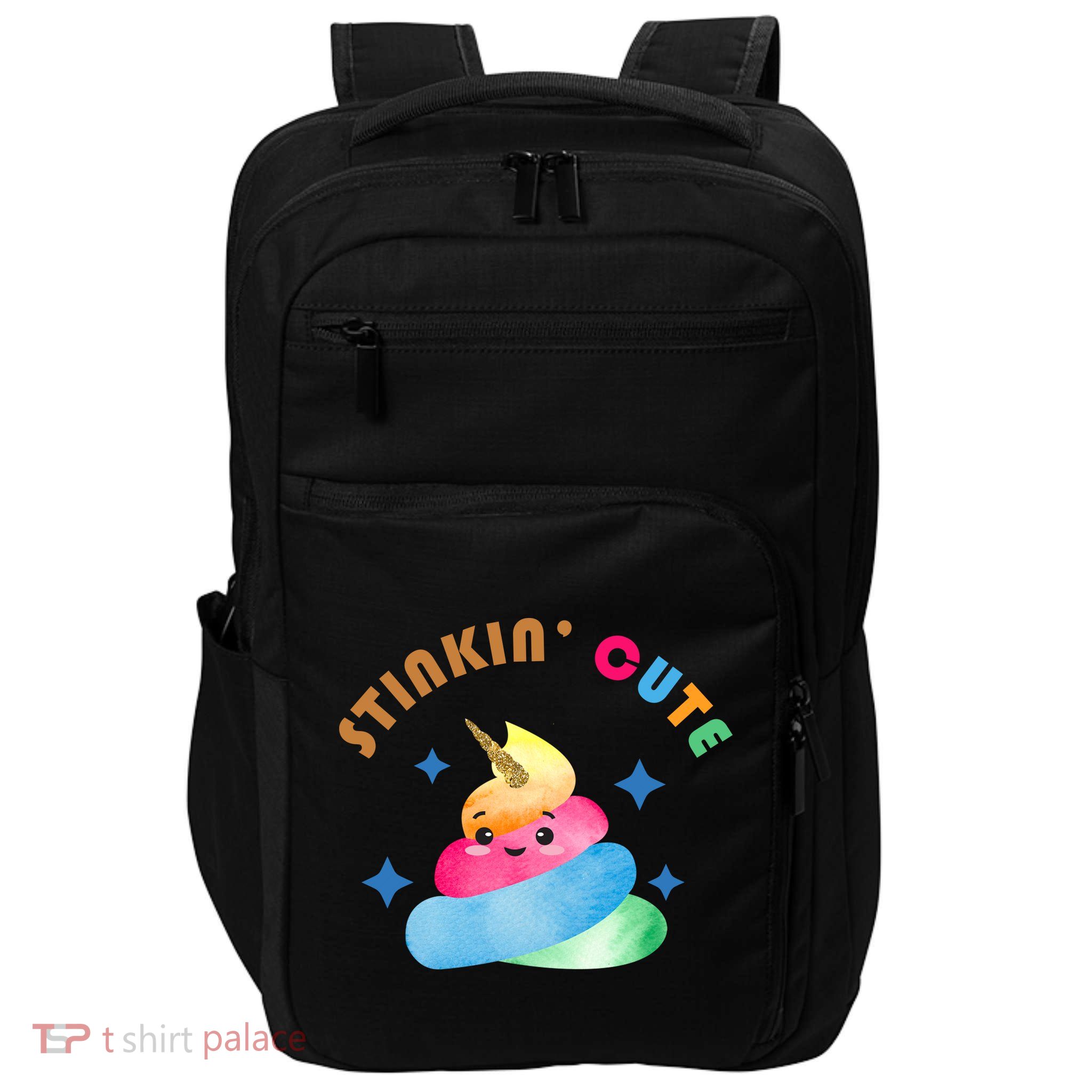 Stinkin Cute Rainbow Poop Unicorn Emoji Impact Tech Backpack