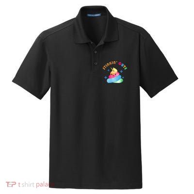 Stinkin Cute Rainbow Poop Unicorn Emoji Dry Zone Grid Polo