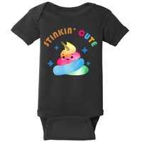 Stinkin Cute Rainbow Poop Unicorn Emoji Baby Bodysuit