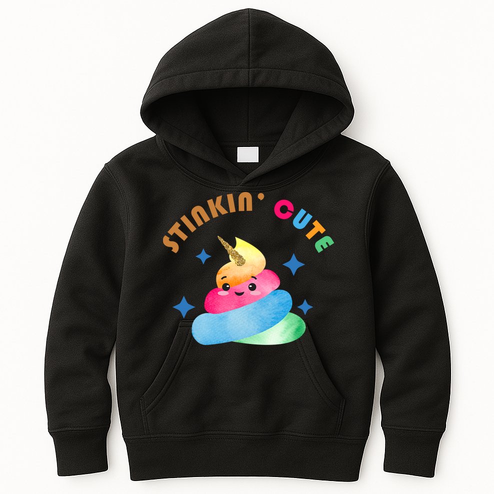 Stinkin Cute Rainbow Poop Unicorn Emoji Kids Hoodie