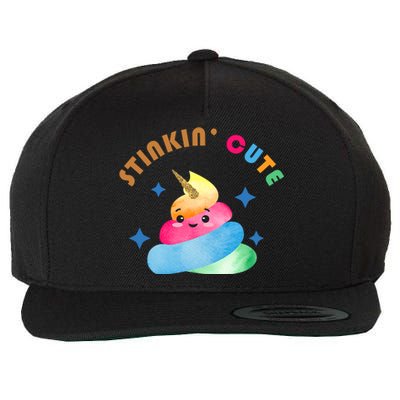 Stinkin Cute Rainbow Poop Unicorn Emoji Wool Snapback Cap