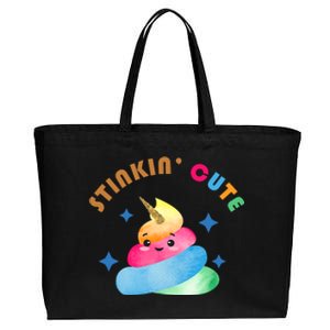 Stinkin Cute Rainbow Poop Unicorn Emoji Cotton Canvas Jumbo Tote