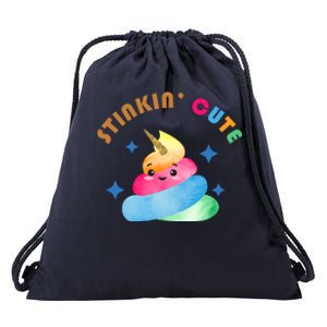 Stinkin Cute Rainbow Poop Unicorn Emoji Drawstring Bag