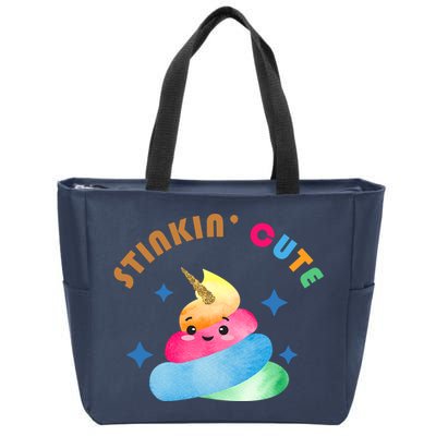 Stinkin Cute Rainbow Poop Unicorn Emoji Zip Tote Bag