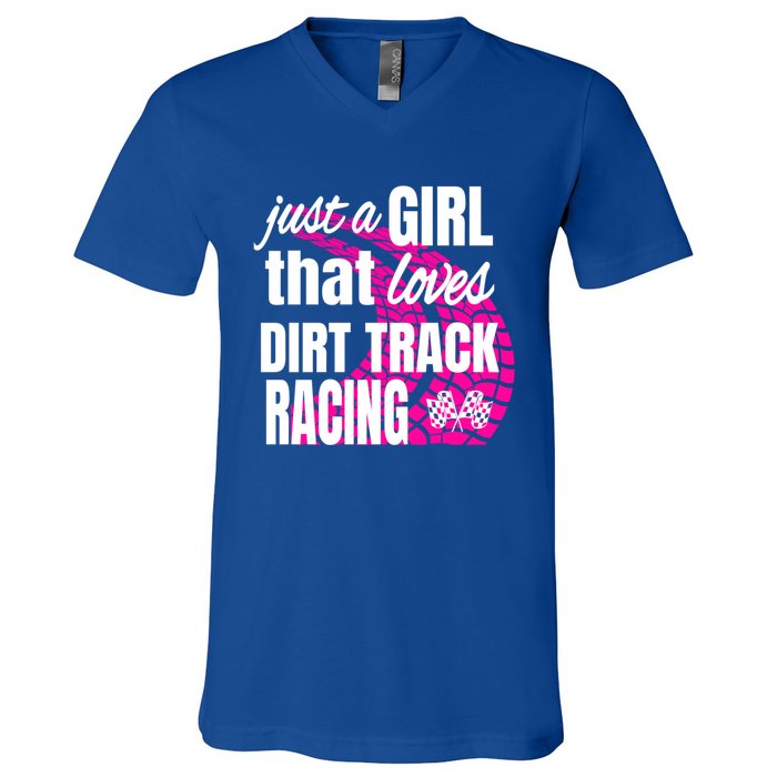 Sprint Car Racing Just A That Loves Dirt Track Racing Cute Gift V-Neck T-Shirt