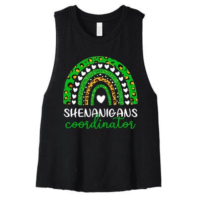 Shenanigans Coordinator Rainbow St Patricks Day Teacher Mom Women's Racerback Cropped Tank