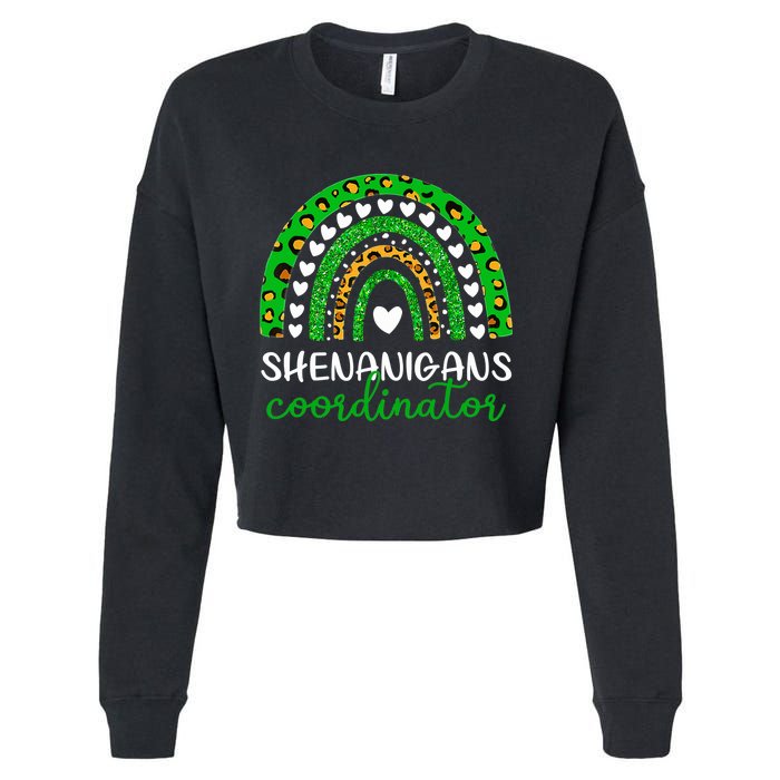 Shenanigans Coordinator Rainbow St Patricks Day Teacher Mom Cropped Pullover Crew