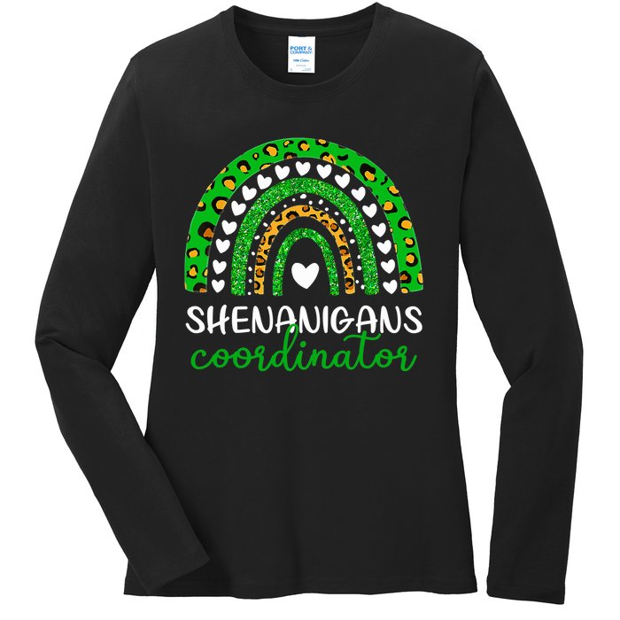 Shenanigans Coordinator Rainbow St Patricks Day Teacher Mom Ladies Long Sleeve Shirt