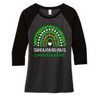 Shenanigans Coordinator Rainbow St Patricks Day Teacher Mom Women's Tri-Blend 3/4-Sleeve Raglan Shirt